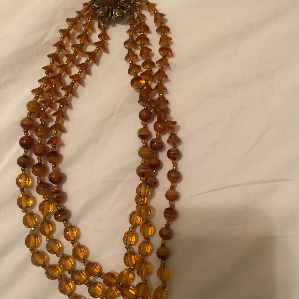 Miriam Haskell VINTAGE Amber Venetian Glass Choker